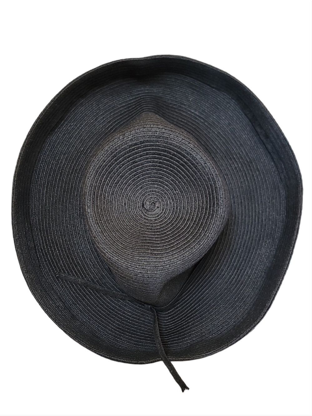Sun Sand Large Brim Charcoal Black Straw Sun Hat EUC